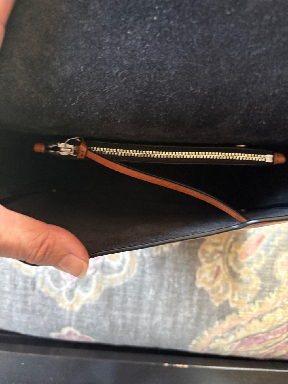 rag & bone Cognac Leather Crossbody Envelope Bag with Braided Strap - Picture 6 of 7